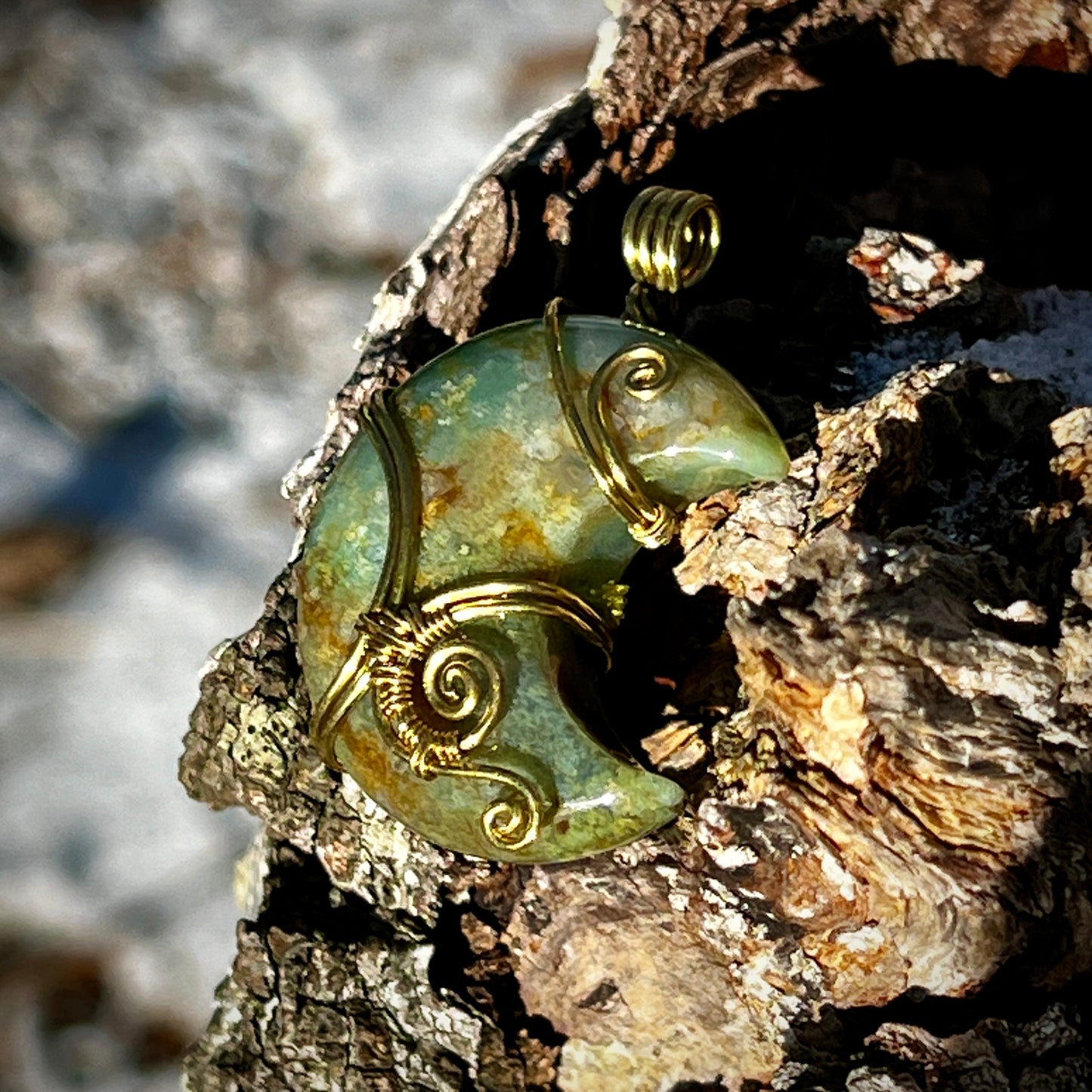 Mossagat Handgjort Hänge - Halsband av Läder eller Bomull