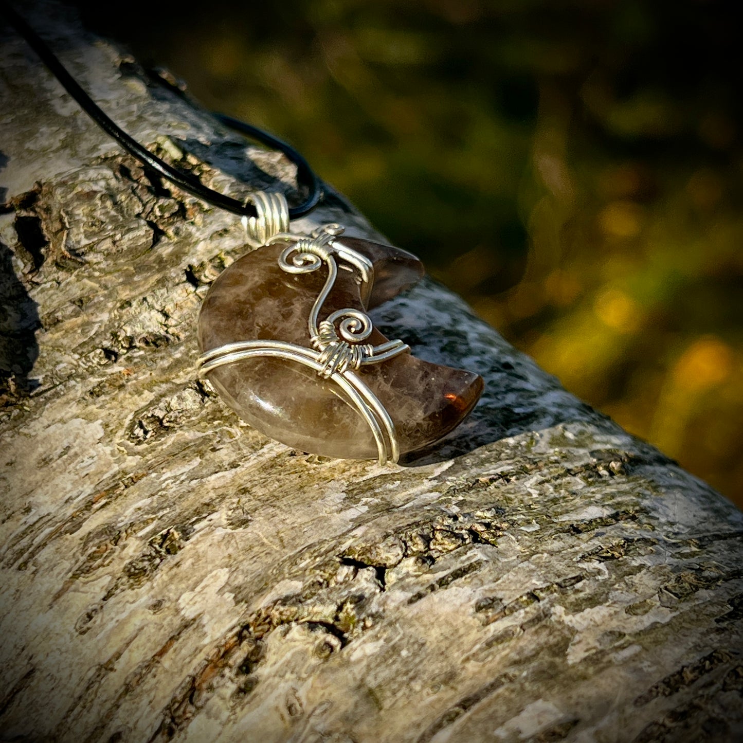 Smoky Quartz Handmade Pendant - Leather or Cotton Necklace