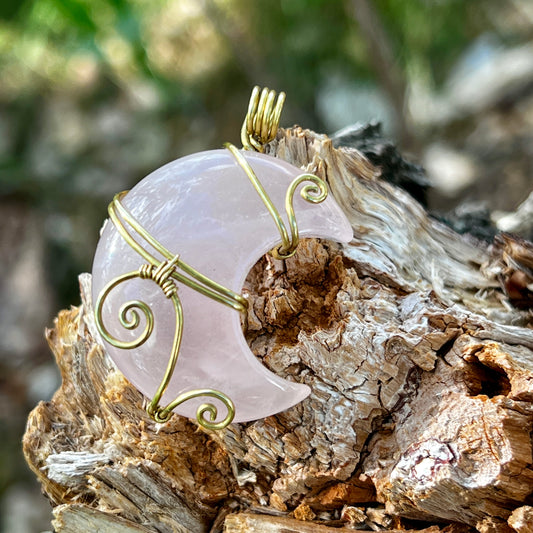 Rose Quartz Handmade Pendant - Leather or Cotton Necklace