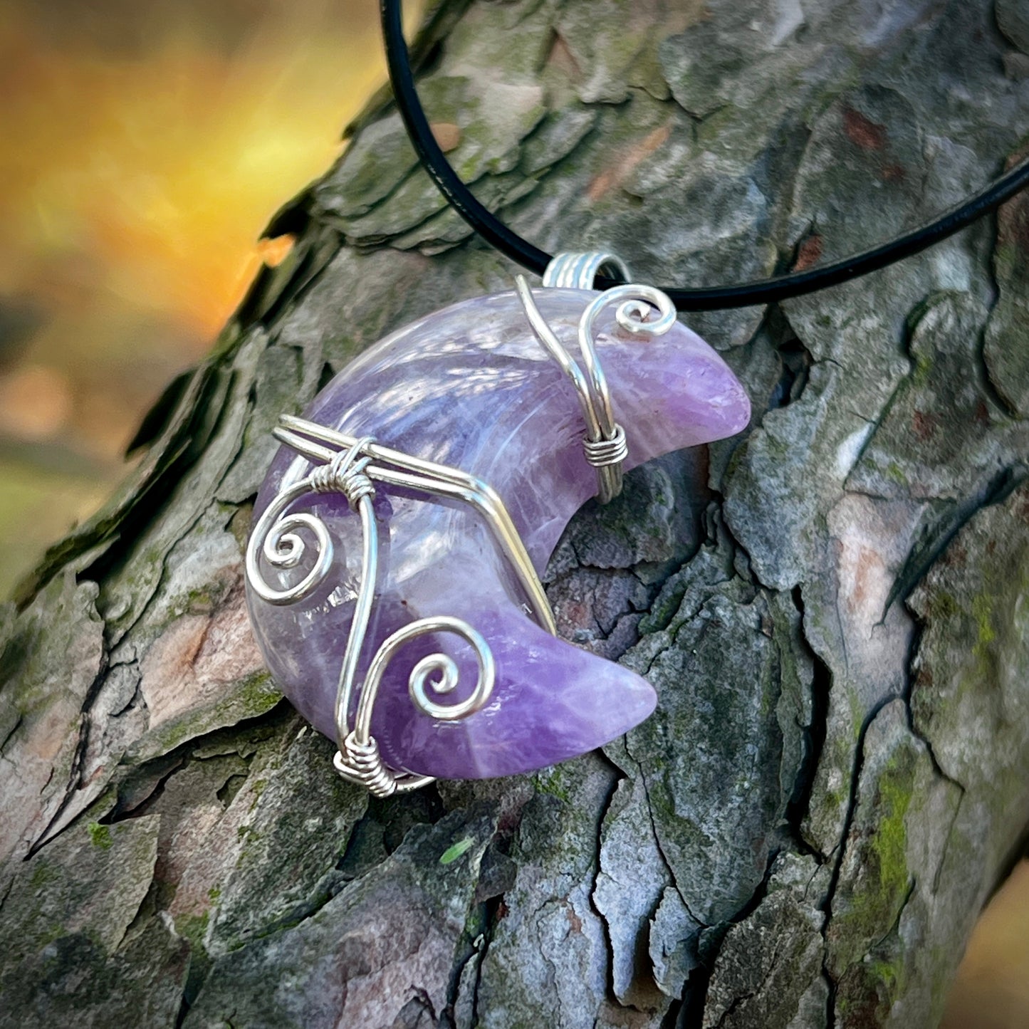 Amethyst Handmade Pendant - Leather or Cotton Necklace