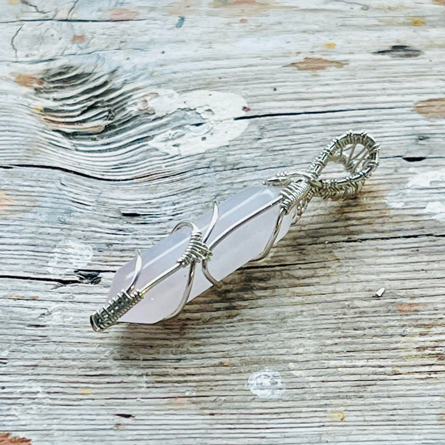 Rosenkvarts Handgjort Hänge i Silver