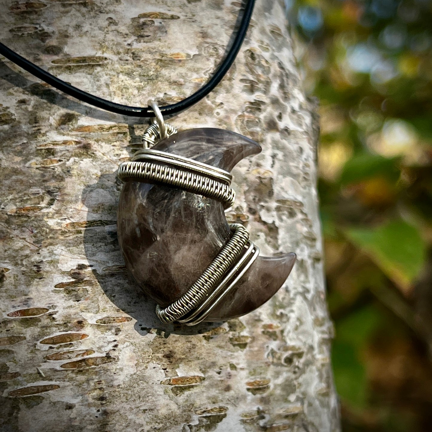 Smoky Quartz Handmade Pendant - Leather or Cotton Necklace