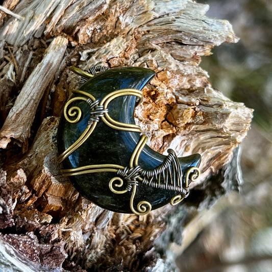 Gold sheen Obsidian, handmade pendant, necklace