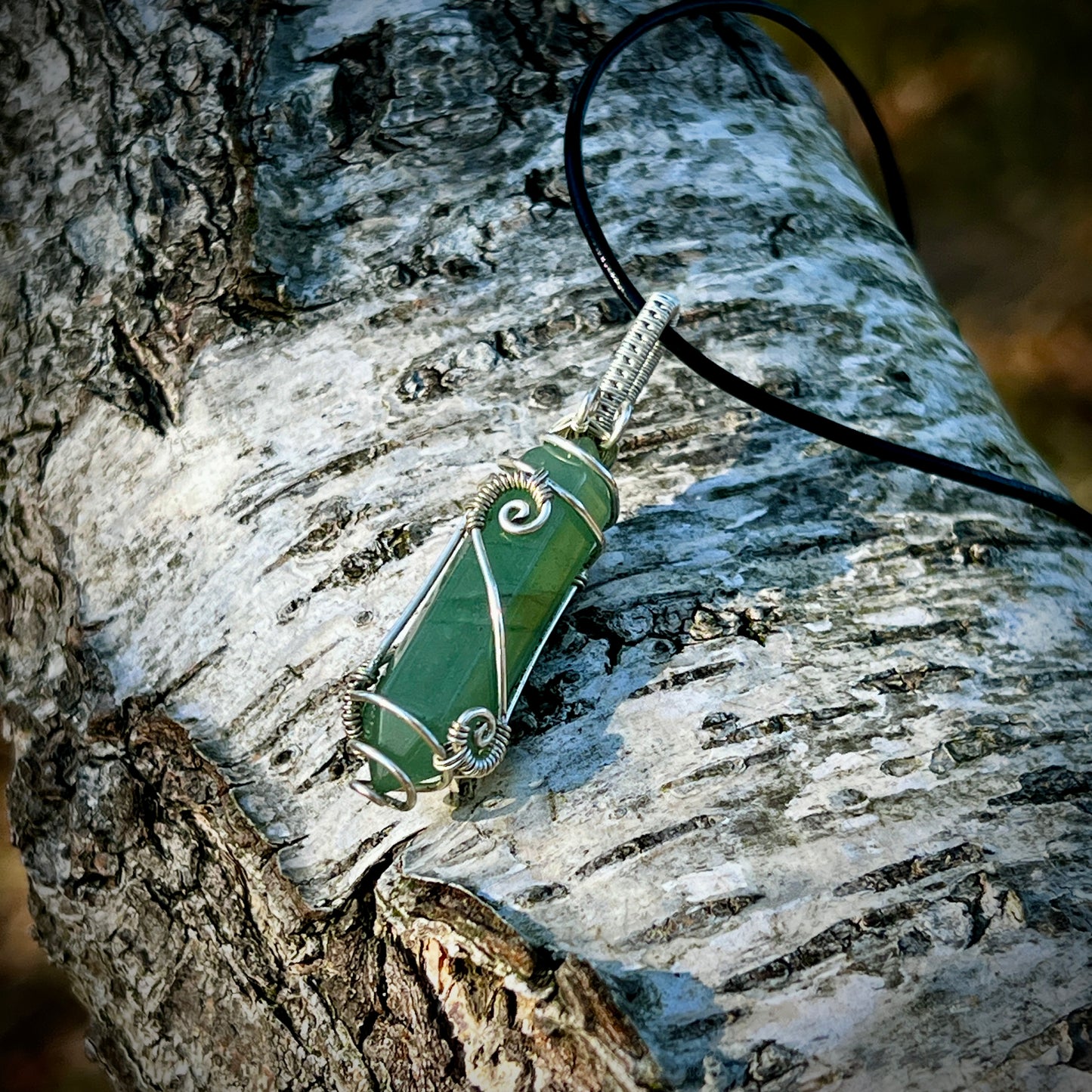 Green aventurine, Handmade pendant, double point