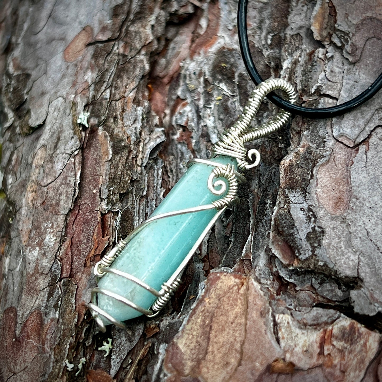 Amazonite, Handmade pendant, Double point