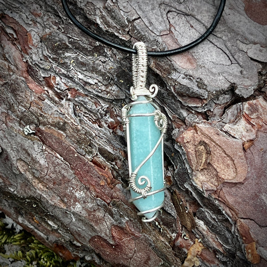 Amazonite, Handmade pendant, Double point