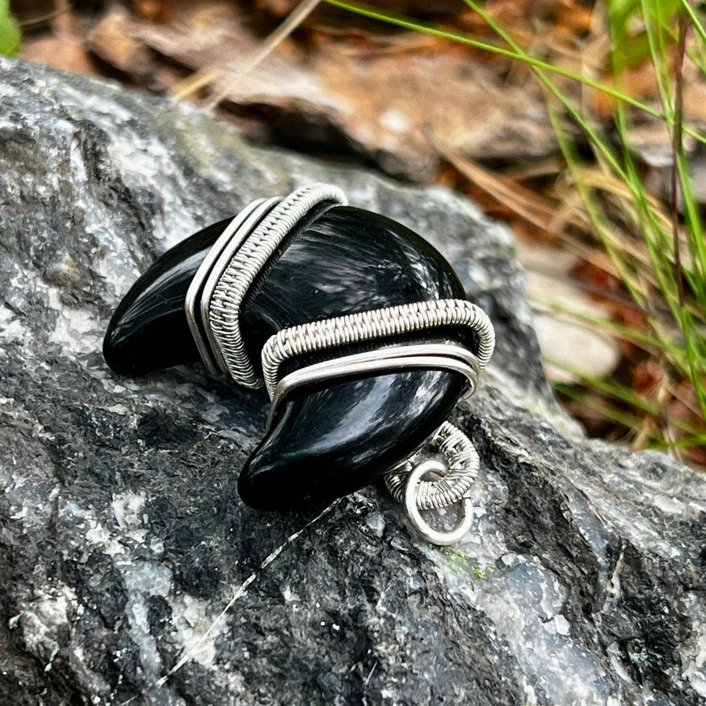 Black obsidian, handmade pendant, necklace