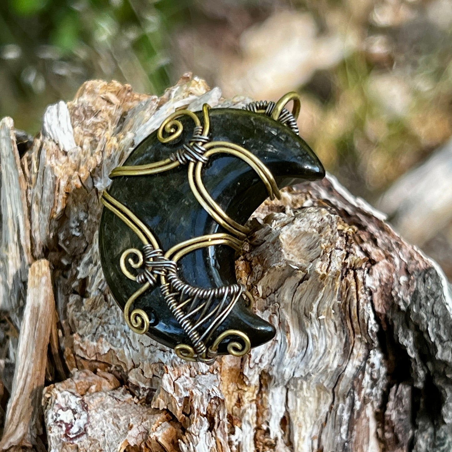 Gold sheen Obsidian, handmade pendant, necklace