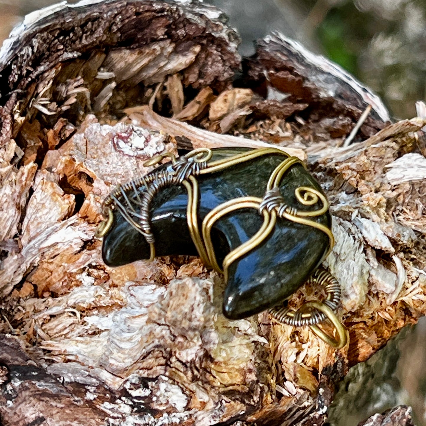 Gold sheen Obsidian, handmade pendant, necklace