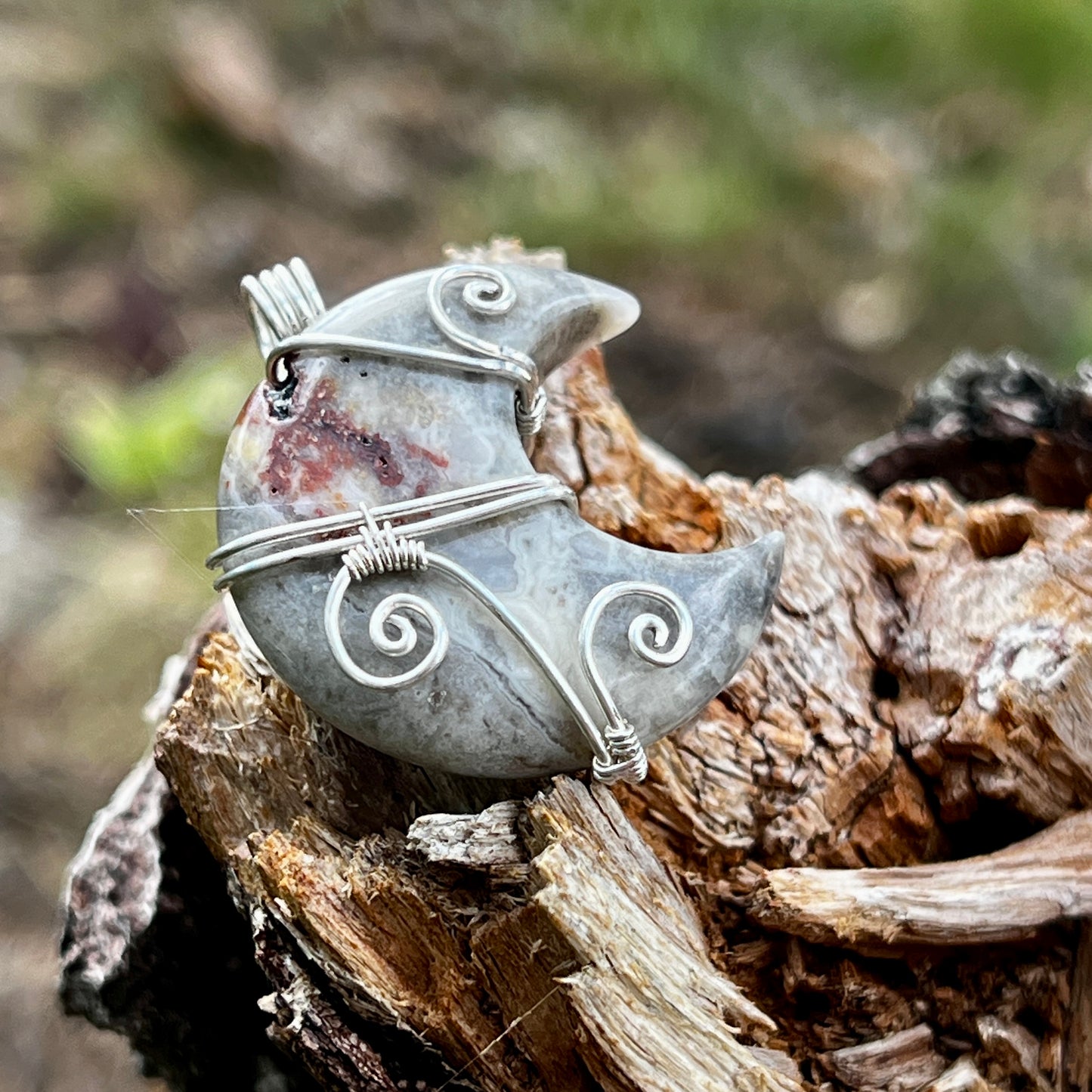 Crazy Lace agate, handmade pendant, necklace