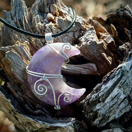 Amethyst Handmade Pendant - Leather or Cotton Necklace