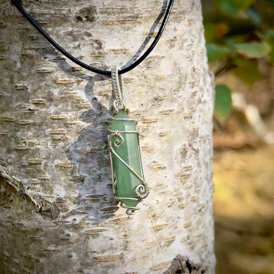 Green aventurine, Handmade pendant, double point