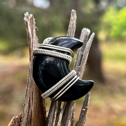 Black obsidian, handmade pendant, necklace