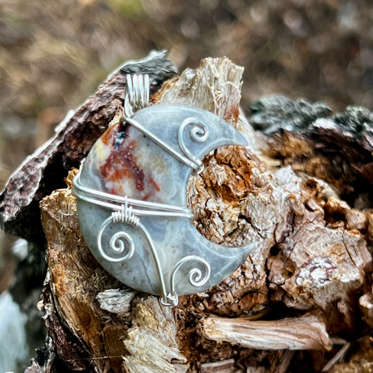 Crazy Lace agate, handmade pendant, necklace