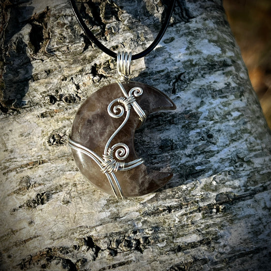 Smoky Quartz Handmade Pendant - Leather or Cotton Necklace