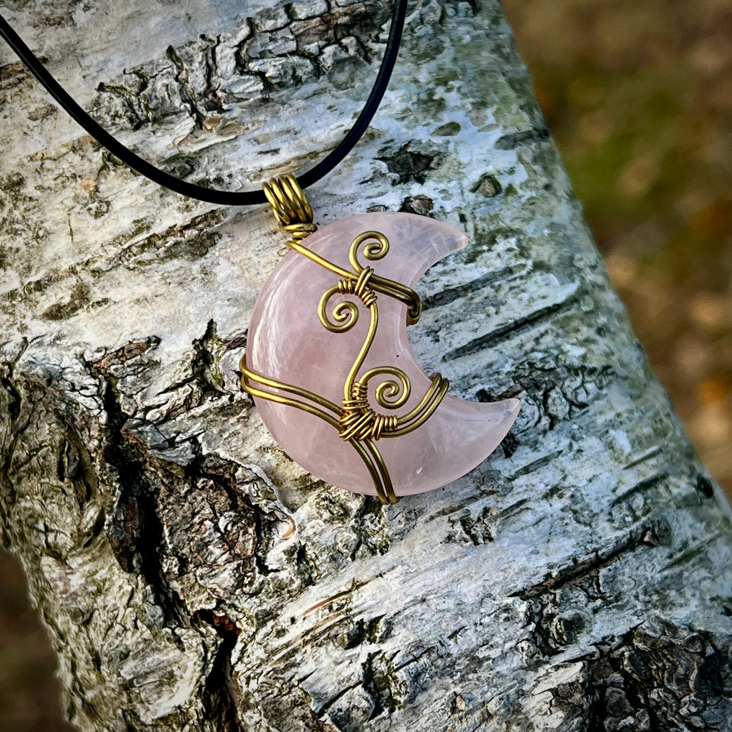 Rose Quartz Handmade Pendant - Leather or Cotton Necklace