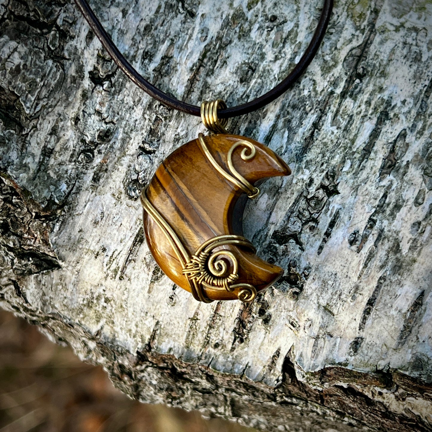 Tiger Eye Handmade Pendant - Leather or Cotton Necklace