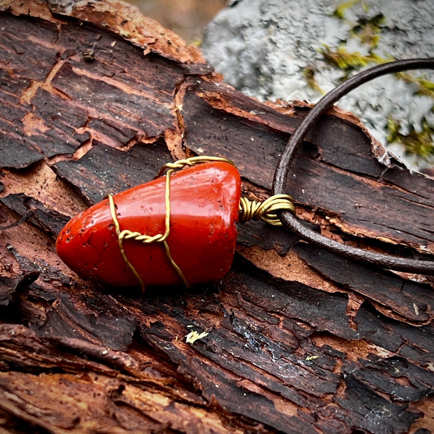 Red jasper, Handmade pendant, tumbled