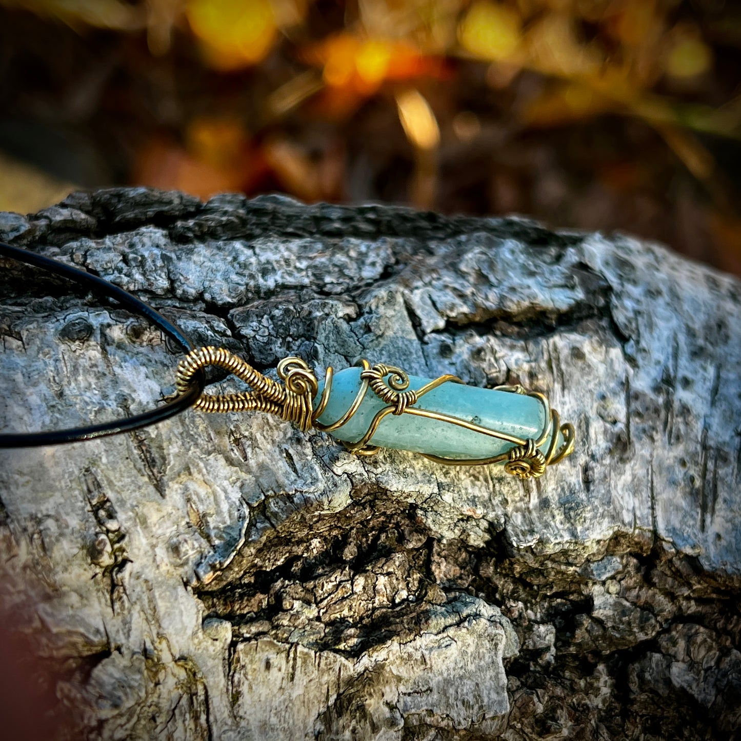 Amazonite, Handmade pendant, double point