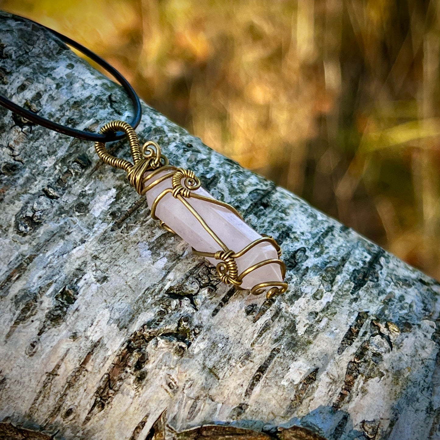 Rose quartz, Handmade pendant, double point