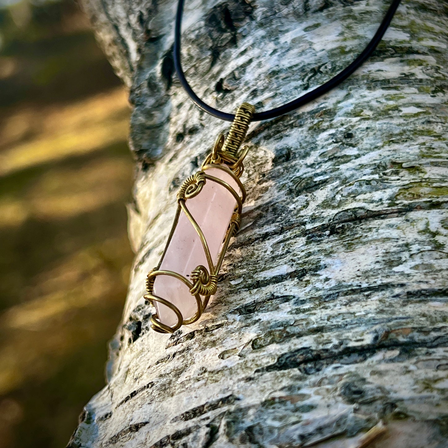 Rose quartz, Handmade pendant, double point