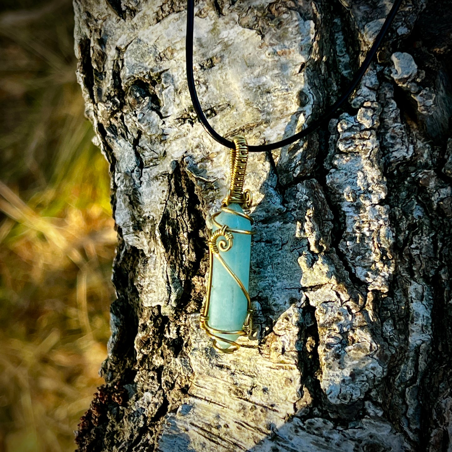 Amazonite, Handmade pendant, double point