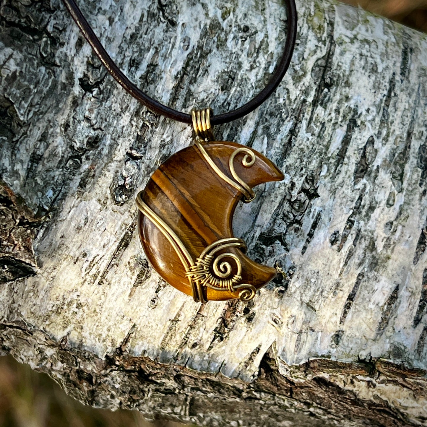 Tiger Eye Handmade Pendant - Leather or Cotton Necklace