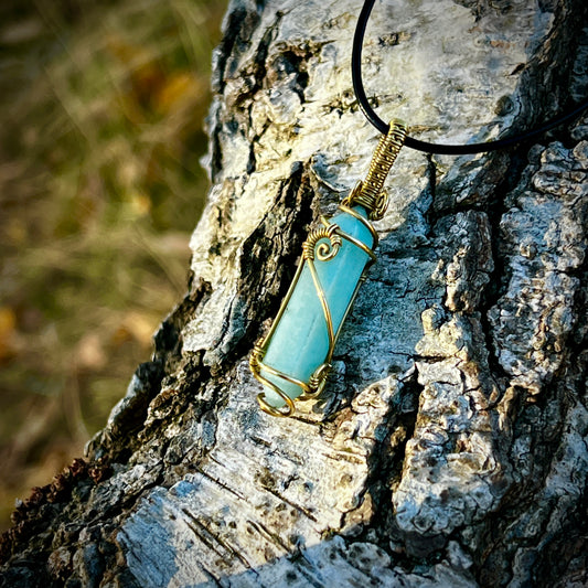 Amazonite, Handmade pendant, double point