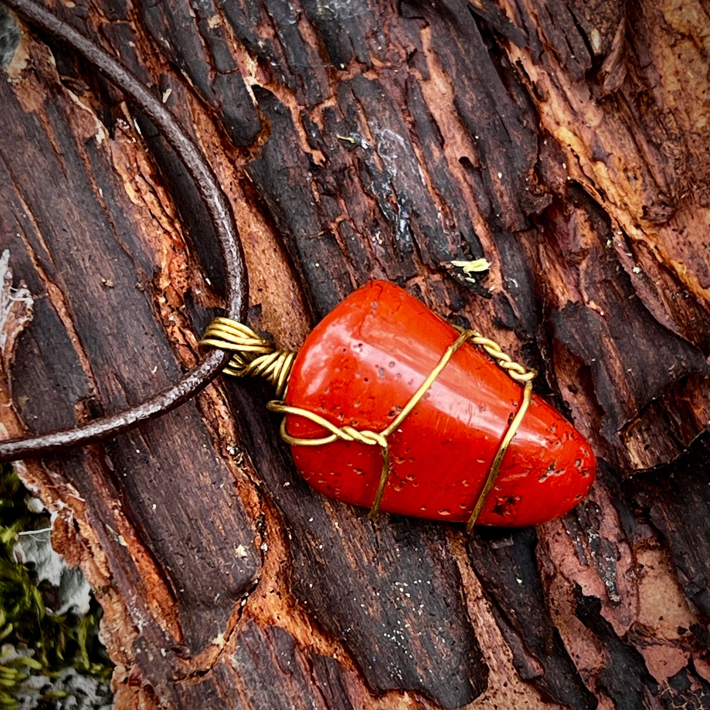 Red jasper, Handmade pendant, tumbled