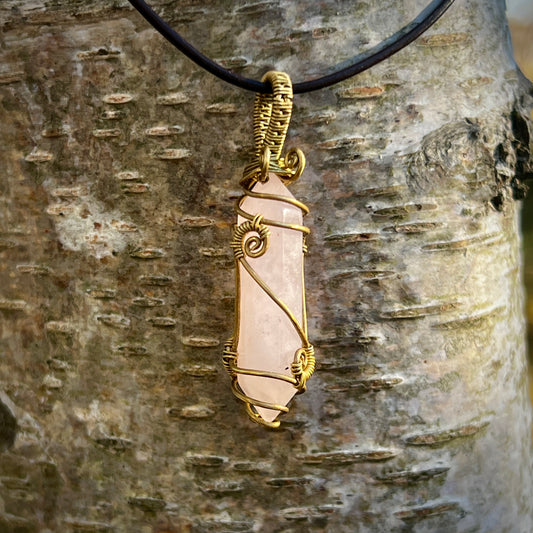 Rose quartz, Handmade pendant, double point