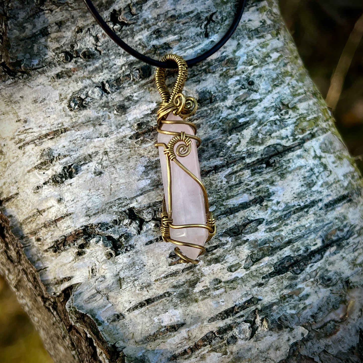 Rose quartz, Handmade pendant, double point