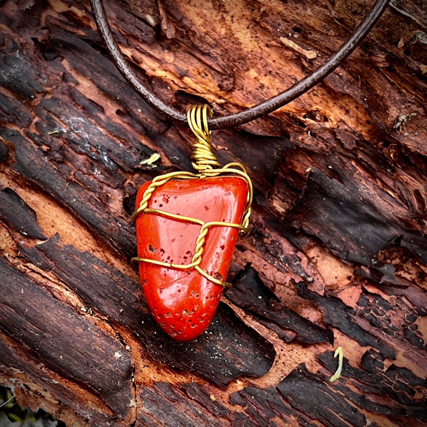 Red jasper, Handmade pendant, tumbled