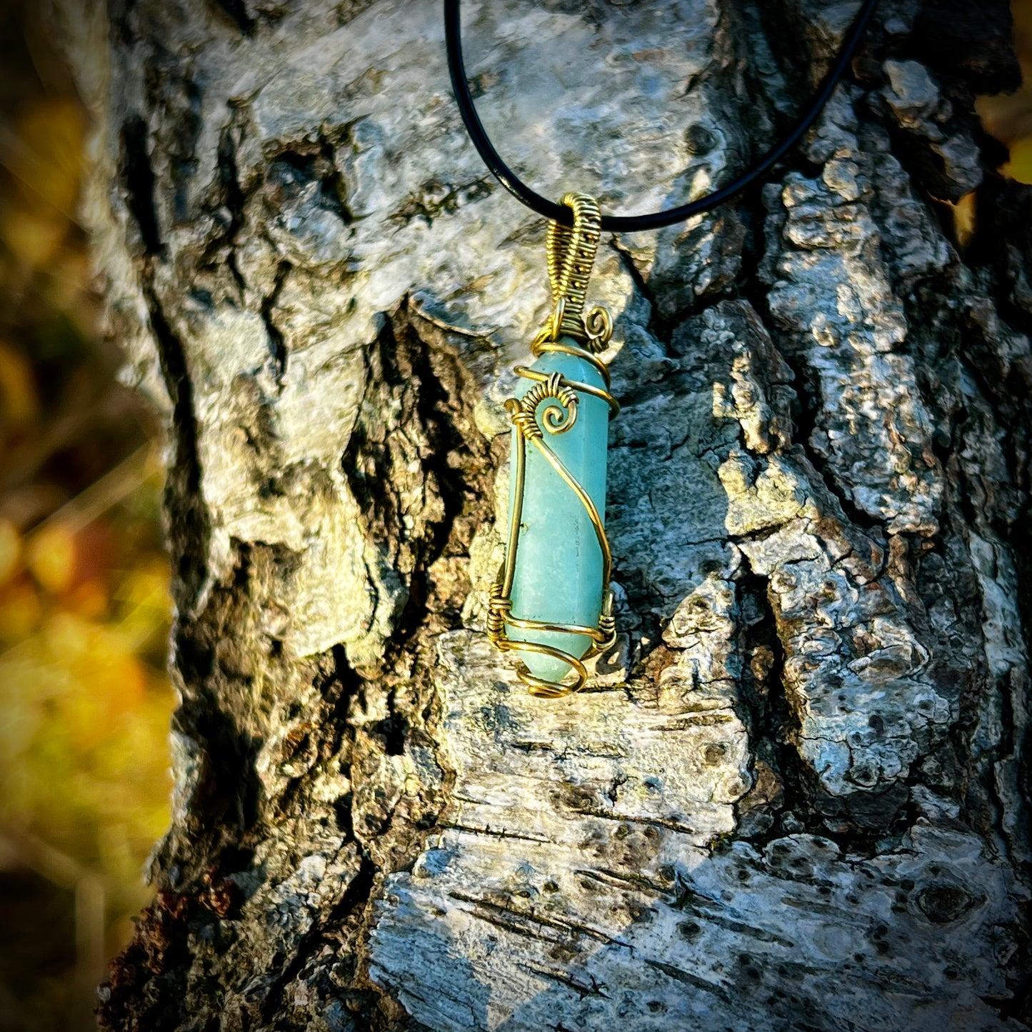 Amazonite, Handmade pendant, double point